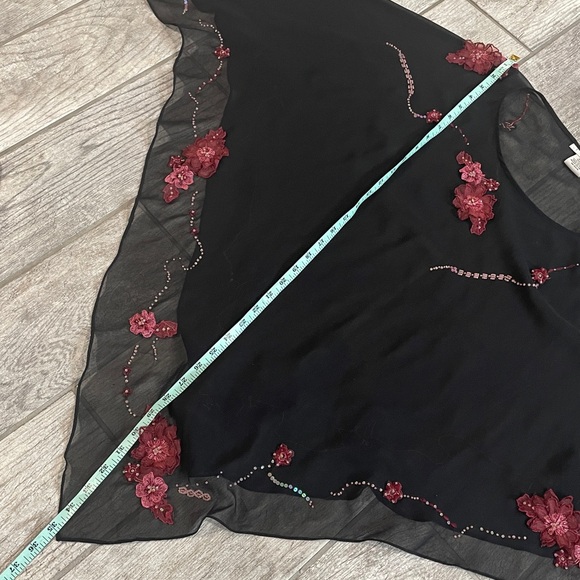 Ice Woman Black Silk Pink Appliqué & Beaded Floral Detail One Size - Picture 7 of 8